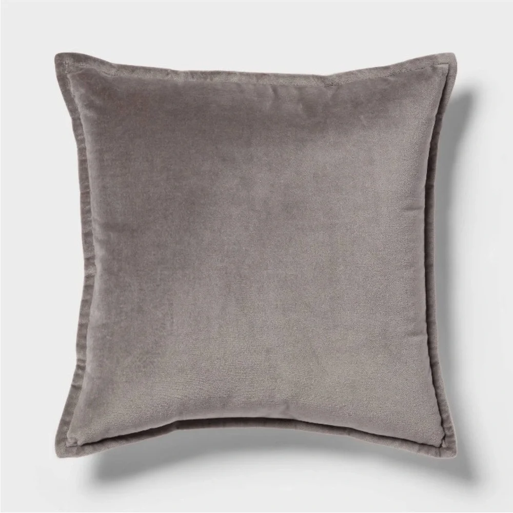 NEW Threshold Gray Velvet Pillow